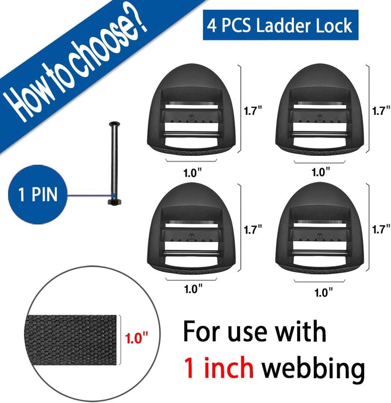 Deluxsa 1 inch Plastic Ladder Slider adjustable lock Buckles,Tri-glide Slide Clips,Replacement for Belt backpack strap - Image 2